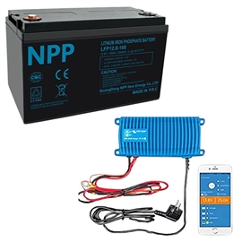 NPP Power 160Ah litiumpaketlösning med Bluetooth + IP67 12/25 laddare
