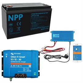 NPP Power 160Ah litiumbatteri med Bluetooth + IP67 12/25 laddare & omvandlare