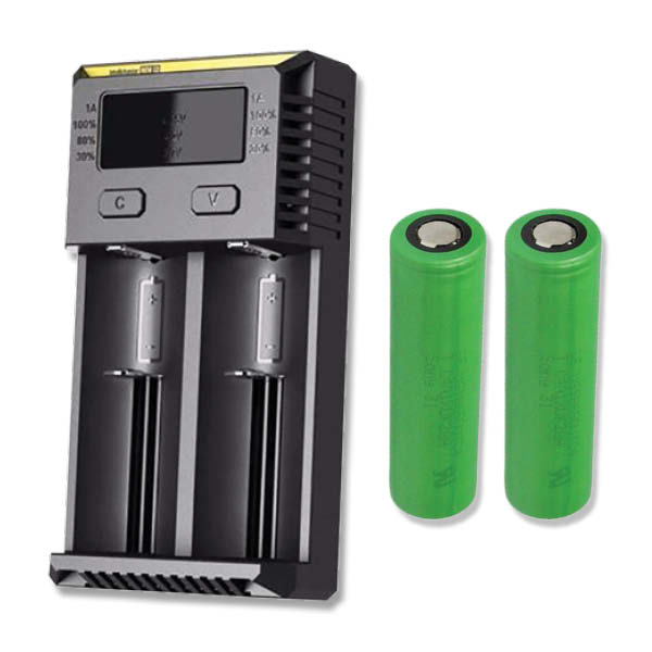 Nitecore NEW I2 laddare + 2 st. Sony US18650VTC5 2600mAh Li Ion-batterier