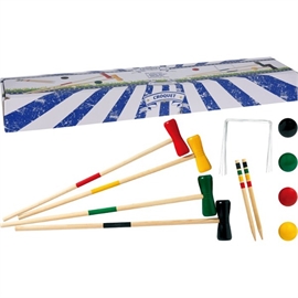 Krocketspel i trä Klassisk trädgårdsspel med 4 klubbor på 60 cm