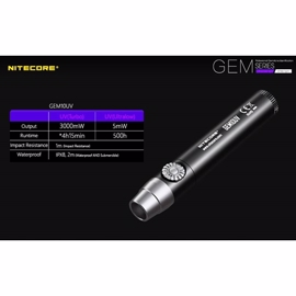 Nitecore GEM 10 UV UV/bärnstenslampa vattentät