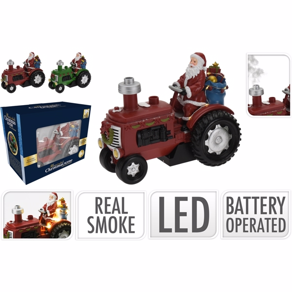 Jultomten på traktor LED upplyst