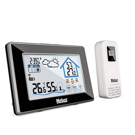 Mebus Trådlös Väderstation med Sensor, Svart och Silver