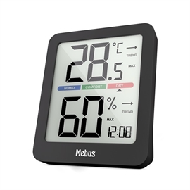 Mebus inomhustermometer och hygrometer, svart 