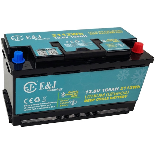 E&J litiumbatteri 12 volt 165Ah (Bluetooth + HEAT)