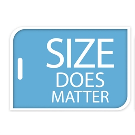 Blå bagageetikett "Size Does Matter" 