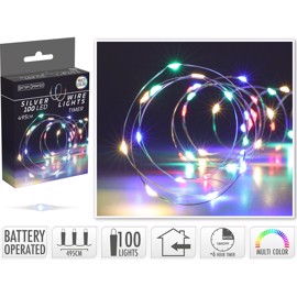 LED-ljuskedja Silverwire 100 LED Flerfärgad (495 cm)