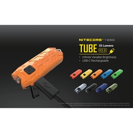 Nitecore Tube V2.0 Uppladdningsbar Nyckelringslampa 55 Lumen, Svart