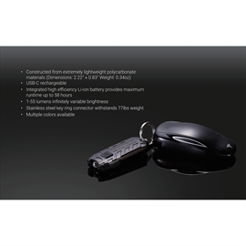 Nitecore Tube V2.0 Uppladdningsbar Nyckelringslampa 55 Lumen, Svart