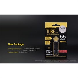 Nitecore Tube V2.0 Uppladdningsbar Nyckelringslampa 55 Lumen, Svart