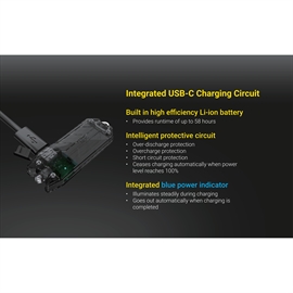 Nitecore Tube V2.0 Uppladdningsbar Nyckelringslampa 55 Lumen, Svart