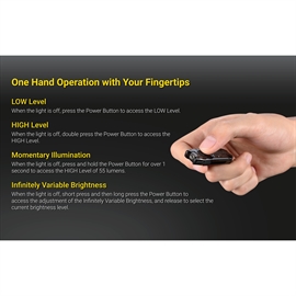 Nitecore Tube V2.0 Uppladdningsbar Nyckelringslampa 55 Lumen, Svart