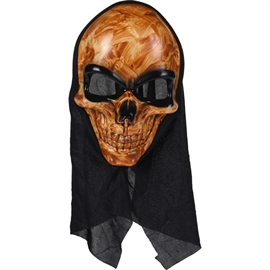 HALLOWEEN SKRÄMMADE MASK MED TYG, KOPPARMÅLAD