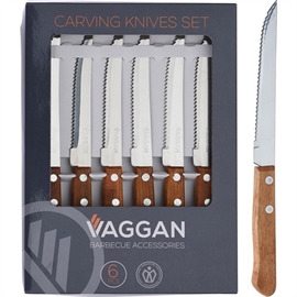 Steakknivar med Brunt Träskaft, Set med 6 st.