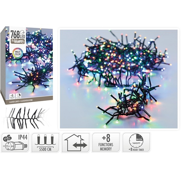LED Light Chain Cluster 768 LED Flerfärgad (5,5 meter)