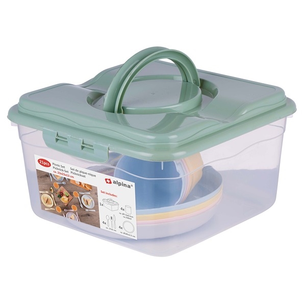 Alpina Picknickset i Plast för 4 Personer med Behållare