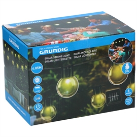 Grundig LED Party Solar String Light 2,85 m 20 LED-lampor, Varmvit 
