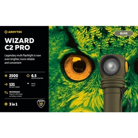 Armytek Wizard C2 Pro Multi-Light, vitt ljus i olivgrönt