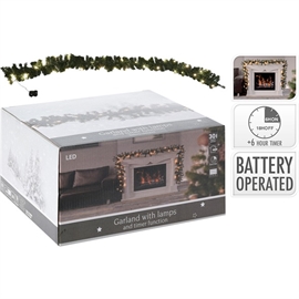 Konstgjord Grangirlang med 30 LED-Lampor och Timerfunktion, 270 cm