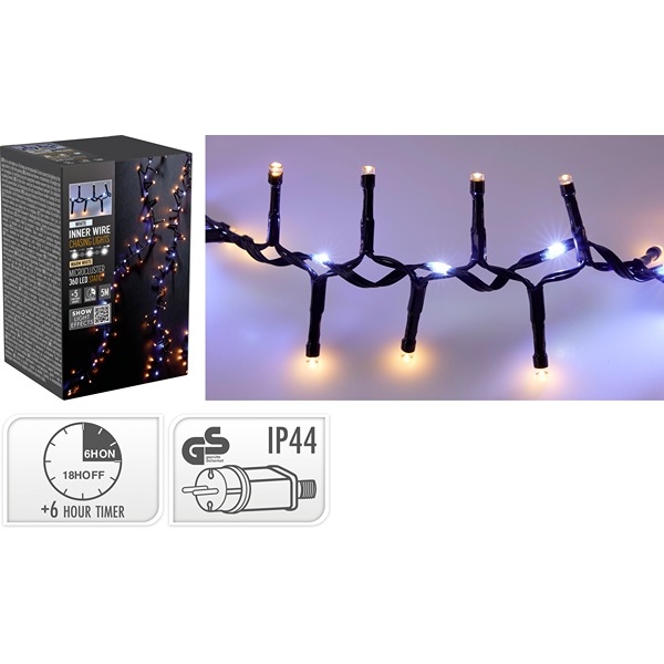 Snake LED-ljusslinga med Vattenfallseffekt 360 LED 5 m, Varm- och Kallvit