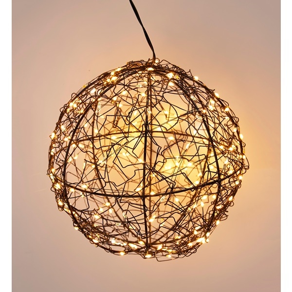 LED-Ljusglob i Svart Metall med Timer Ø 18 cm 200 LED-ljus, Extra Varm Vit