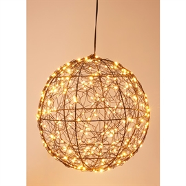 LED-ljusboll i svart metall – Ø25 cm, 300 Extra Varmvita Lysdioder, med Timer