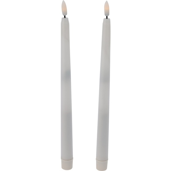 LED-vaxljus med 3D-flamma Vit H: 27 cm, 2 st.