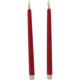 LED-vaxljus med 3D-flamma Röd H: 27 cm, 2 st.