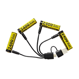 Nitecore Uppladdningsbara Batterier AA 2400mAh, 1,5 V - USB-C 
