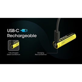 Nitecore 14500 NL1411R 1100mAh Li Ion-batteri - USB-C Uppladdningsbart 