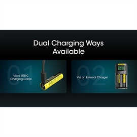 Nitecore 14500 NL1411R 1100mAh Li Ion-batteri - USB-C Uppladdningsbart 