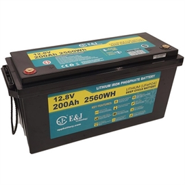 E&J Litiumbatteri 12 volt 200Ah (Bluetooth + VÄRME)