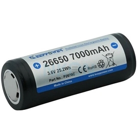 Keeppower 26650 P2670C 3,6 volt litiumjonbatteri 7000 mAh med säkerhetskrets