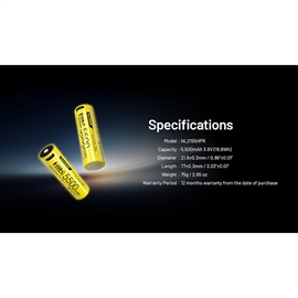 Nitecore 21700 NL2155HPR 5500mAh Li Ion Batteri - USB-C Uppladdningsbart