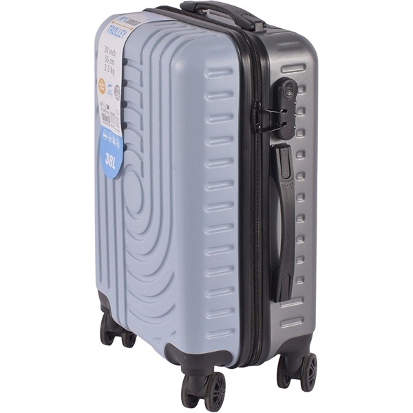Resväska 38L i Hård Väska med 4 Hjul (Handbagage), Grå/Ljusblå 
