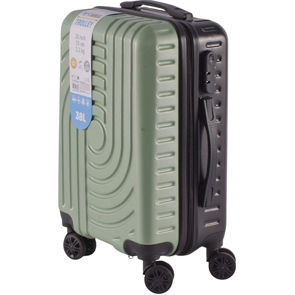 Resväska 38L i Hård Väska med 4 Hjul (Handbagage), Ljusgrön/Svart