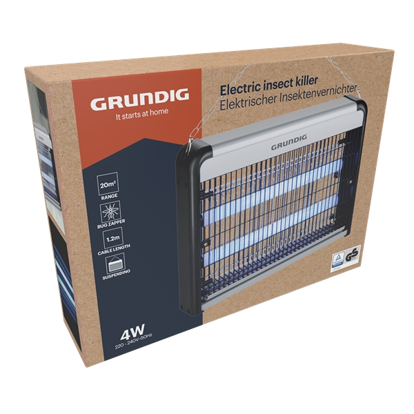 Grundig Elektrisk Insektsdödare LED 4W för Ute och Inne, Svart/Silver