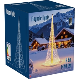 LED Ljusslinga till Flagstång, Höjd 8 m 1440 LED, Varm Vit