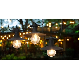 LED Party Ljusslinga 2,5 m, 6 LED Filamentlampor med Glatta Skärmar, Varmvit