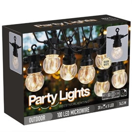 LED Party Ljusslinga 9,5 m, 20 LED Glödlampor, Varmvit - Kan Förlängas