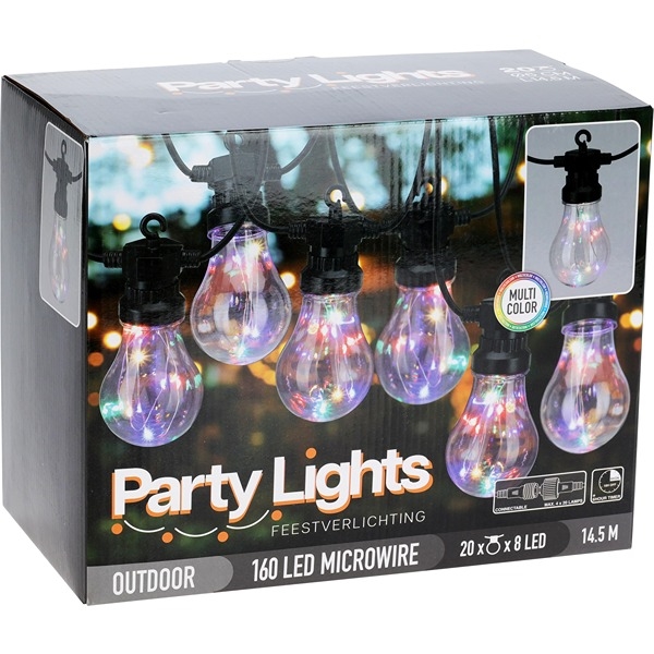 LED Party Ljusslinga 9,5 m, 20 LED Lampor, Multifärgad - Kan Förlängas