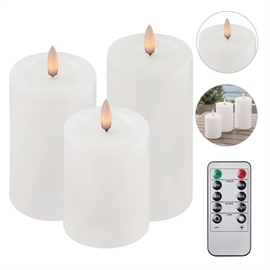 3-pack utomhus LED Blockljus 7,5 x 10, 12,5 och 15 cm, Vit