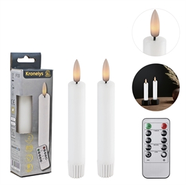 LED Kronljus 14 cm 2 st. Vaxljus med fjärrkontroll, vit