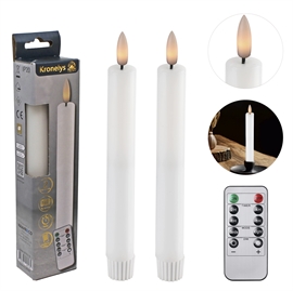 LED Kronljus 18 cm 2 st. Vaxljus med Fjärrkontroll, Vit