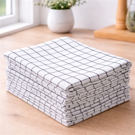 10-pack kökshanddukar med hängögla i bomull 50x100 cm rutiga, vit
