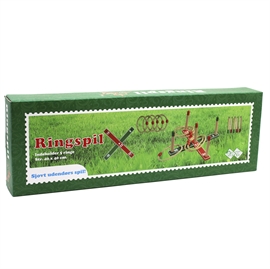 Ringkast i Trä med 5 Rep-ringar 40x40 cm Trädgårdsspel, Röd/Grön