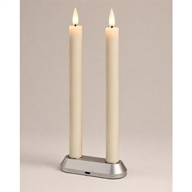 LED uppladdningsbara kronljus 23 cm 2 st. vaxljus med laddstation, vit