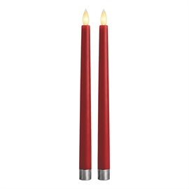 LED Stagelys H: 29 cm med 500 timmars lystid 2 st. vaxljus, röd
