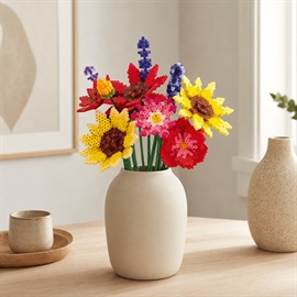 Pärlblommor bukettset med 10 Solsikke-blommor - DIY-set
