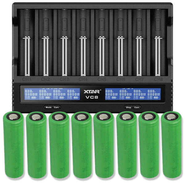 Xtar VC8 Li-ion & NiMH/NiCd batteriladdare + 8 st. Sony US18650VTC5 2600mAh Li Ion-batterier